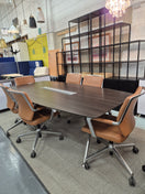 Switch Wenge laminate barrell boardroom table with polished metal central base 2400Lx1200W*740H 3 image
