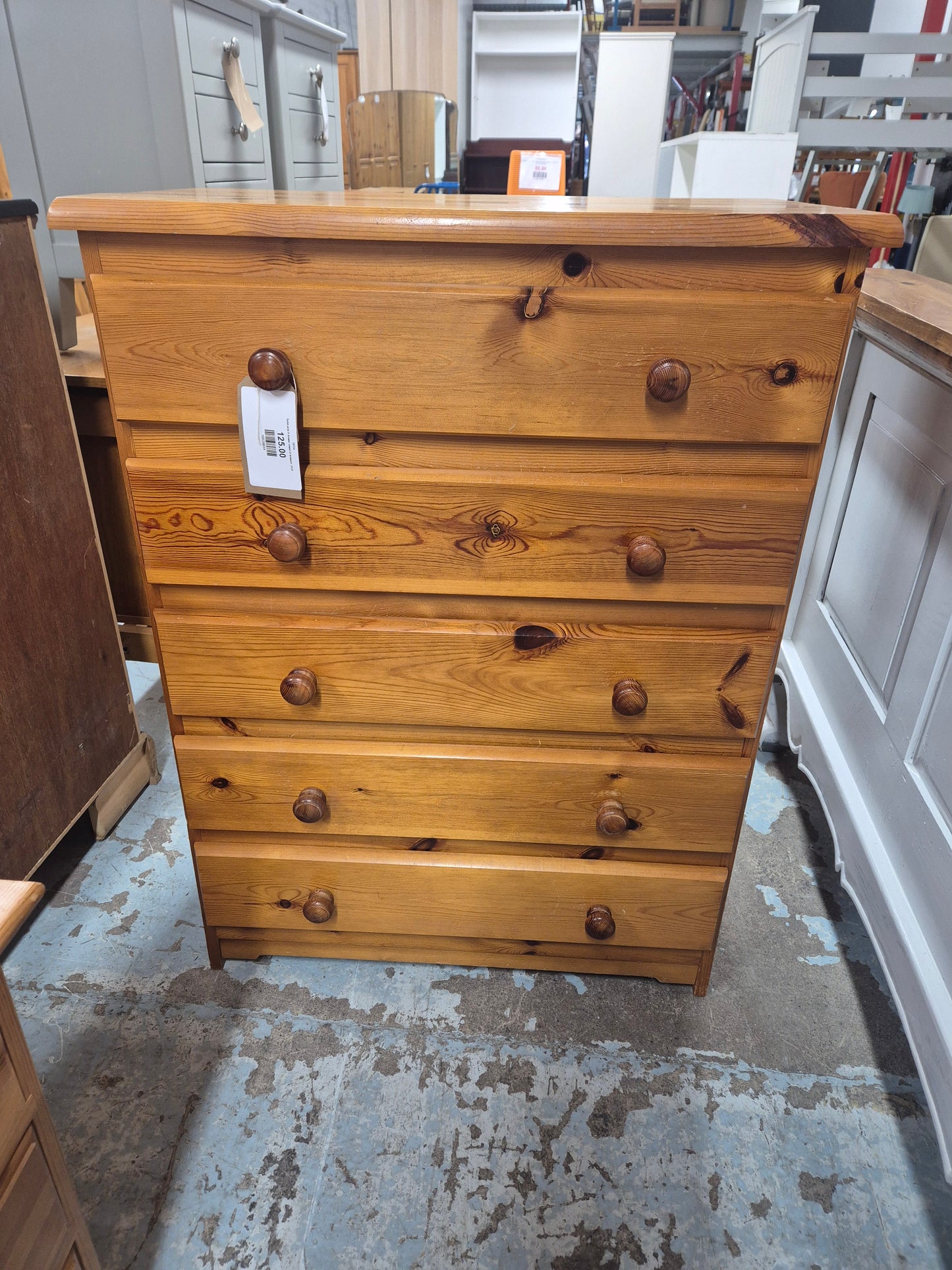 Solid pine 5 drawer chest of drawers  2125