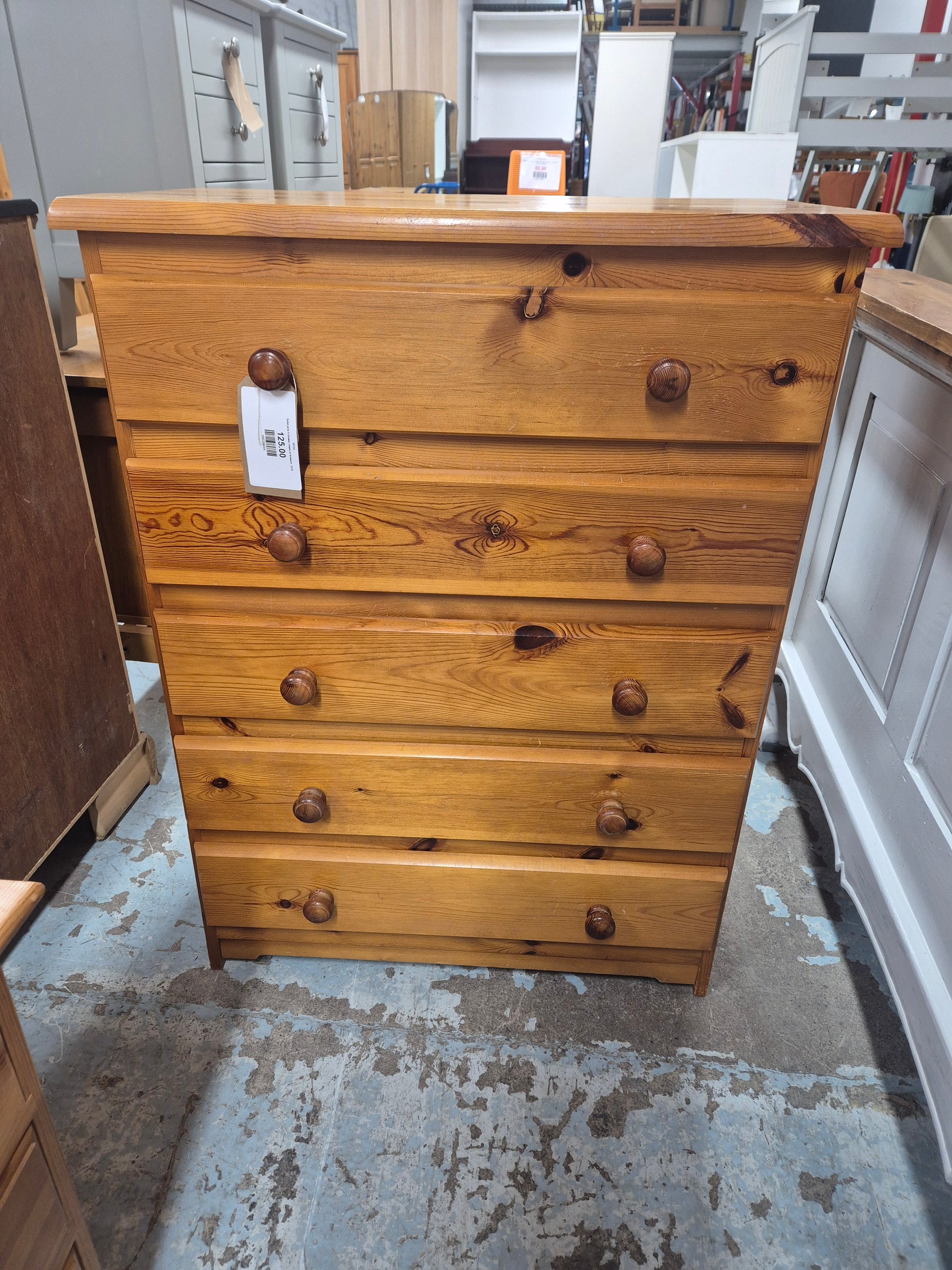 Solid pine 5 drawer chest of drawers  2125