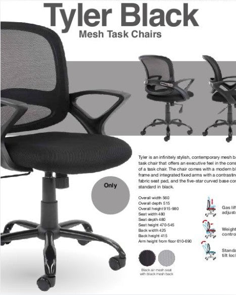 Tyler Mesh Back Operator Chair Black Mesh Frame